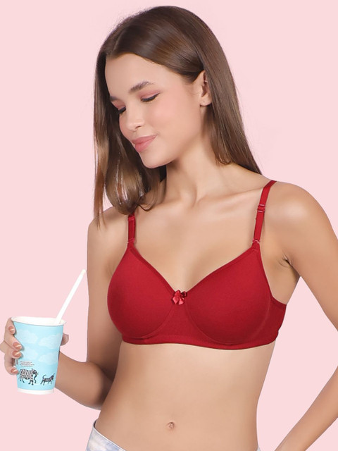 HERE&NOW Women Full Coverage Lightly Padded Non-Wired Cotton T-shirt Bra