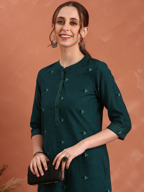 Anouk Women Geometric Printed Daily Pure Cotton A-Line Kurta