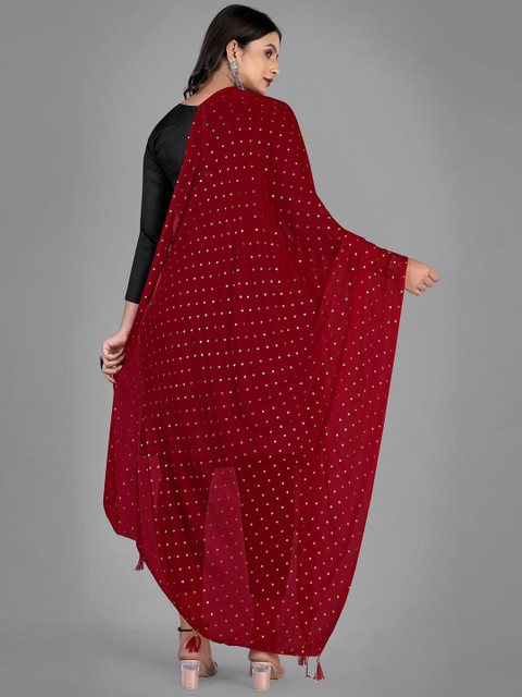 Kemza Polka Dots Foil Printed Chiffon Dupatta - Image 5