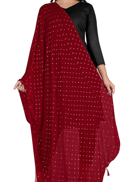 Kemza Polka Dots Foil Printed Chiffon Dupatta - Image 2