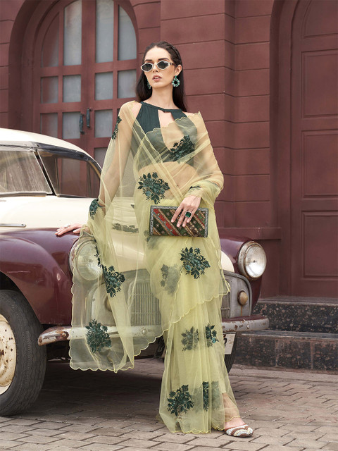 Tikhi Imli Embroidered Sequinned Net Saree