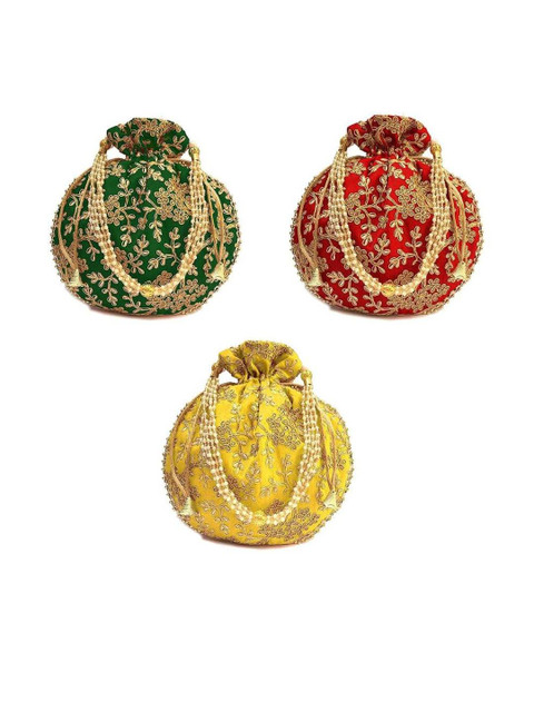 Shakuntla Vintage Pack of 3 Women Embroidered Potli
