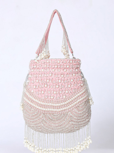 QAIDA FASHION Ethnic Embellished Shopper Potli Bag with Fringed