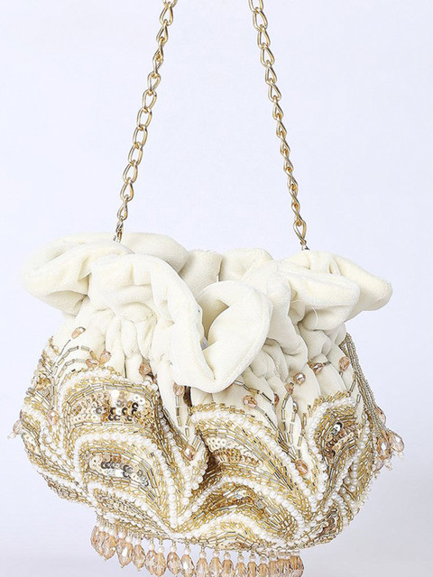 QAIDA FASHION Embellished Shopper Potli Bag with Fringed - Image 4