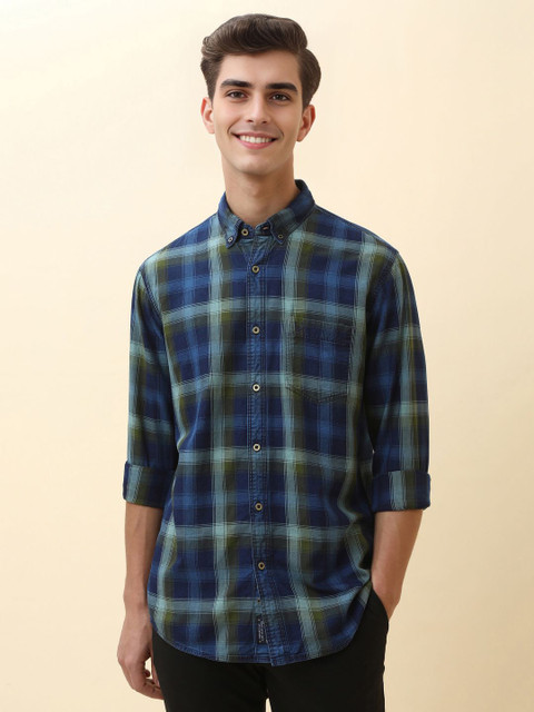 Allen Solly Men Tartan Checked Button-Down Collar Pure Cotton Casual Shirt