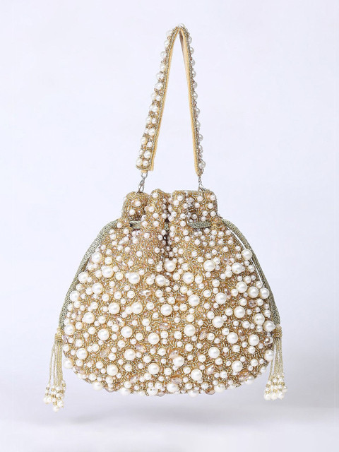 QAIDA FASHION Embellished Shopper Potli Bag with Fringed
