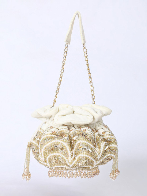 QAIDA FASHION Embellished Shopper Potli Bag with Fringed