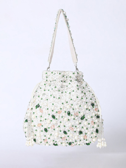 QAIDA FASHION Embellished Shopper Potli Bag with Fringed