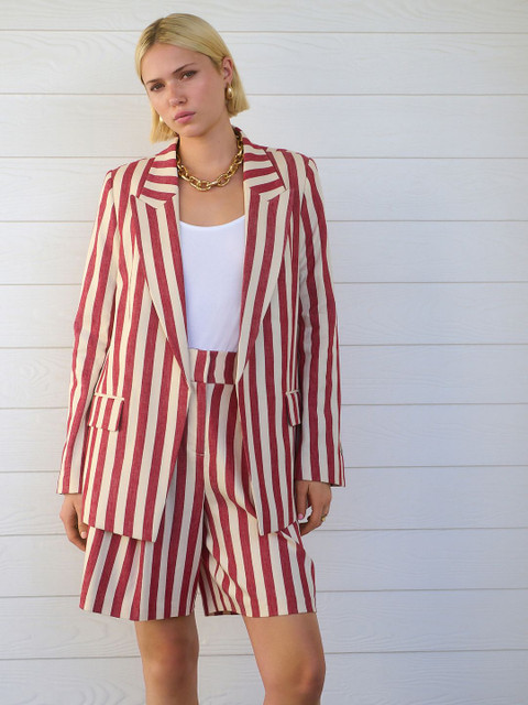 NEXT Striped Single-Breasted Peaked Lapel Casual Blazer