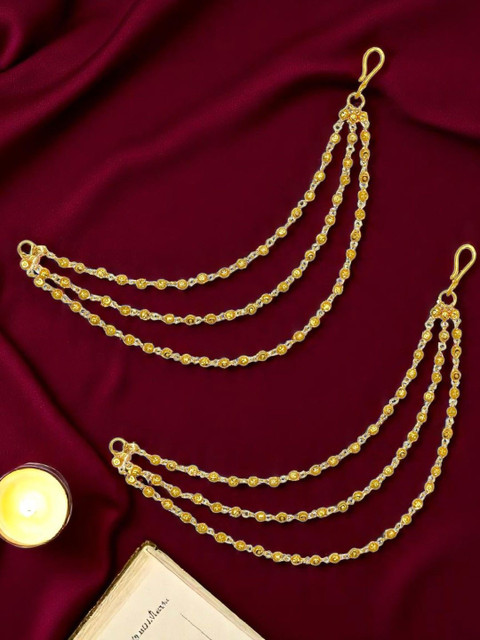 FEMMIBELLA Women Gold-Plated Layered Ear Chain Earrings