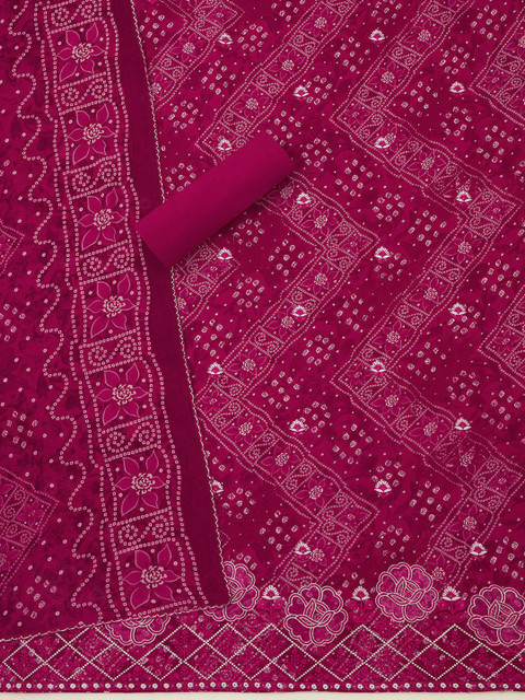 Soch Bandhani Printed Sequinned Unstitched Dress Material - Image 3