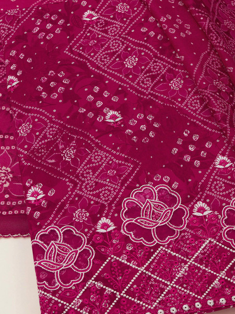 Soch Bandhani Printed Sequinned Unstitched Dress Material - Image 4