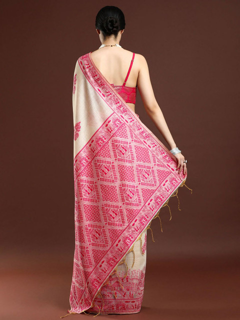 Mitera Ethnic Motifs Woven Design Chanderi Saree - Image 3