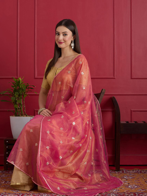 Dupatta Bazaar Floral Embroidered Sequinned Dupatta