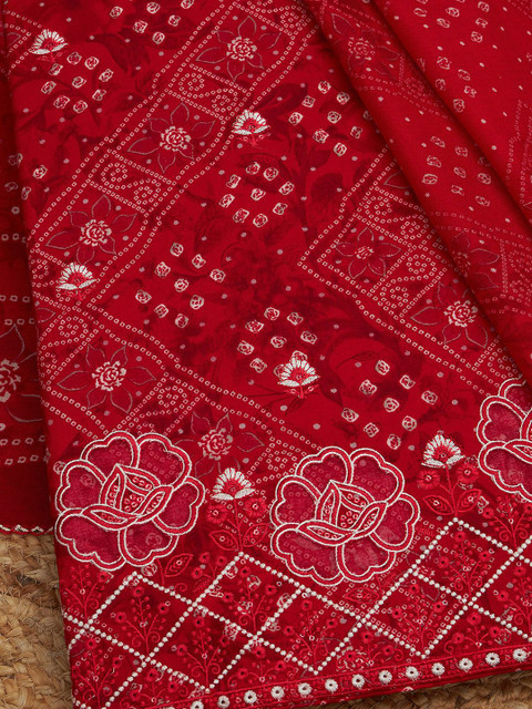 Soch Bandhani Printed Sequinned Unstitched Dress Material - Image 2