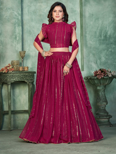 Warthy Ent Embroidered Semi-Stitched Lehenga & Unstitched Blouse With Dupatta