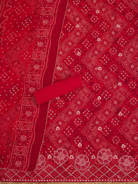 Soch Bandhani Printed Sequinned Unstitched Dress Material - Image 3