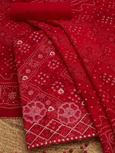 Soch Bandhani Printed Sequinned Unstitched Dress Material
