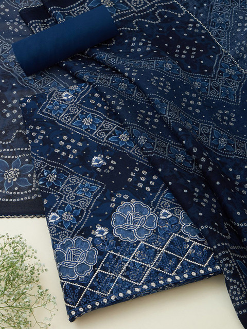 Soch Bandhani Printed Sequinned Unstitched Dress Material