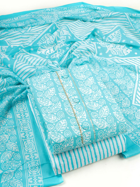 CLEMIRA Floral Printed Gotta Patti Unstitched Dress Material