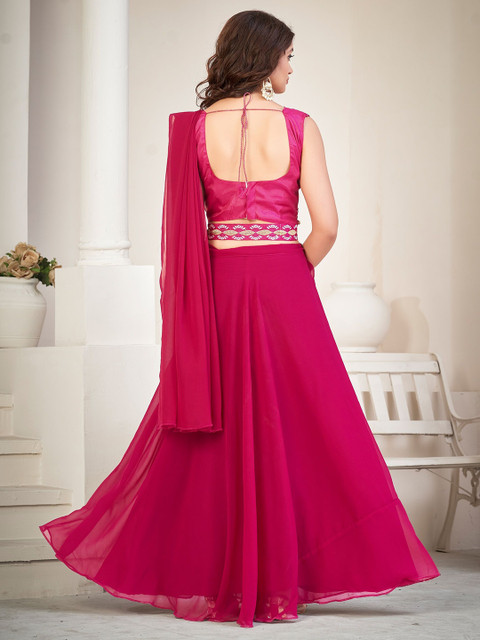 Warthy Ent Embroidered Thread Work Semi-Stitched Lehenga & Unstitched Blouse With Dupatta - Image 4