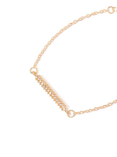 Carlton London Women Pack Of 7 Cubic Zirconia Gold-Plated Link Bracelet - Image 6