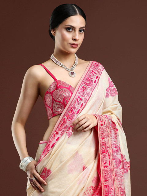 Mitera Ethnic Motifs Woven Design Chanderi Saree - Image 4