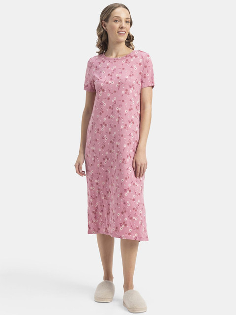 Jockey Super Combed Cotton Long Length Printed Lounge Dress-RX79