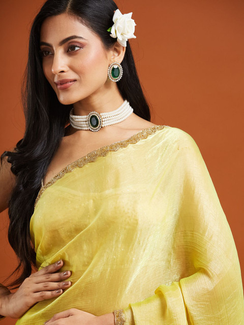 LOROFY Beads and Stones Embroidered Saree