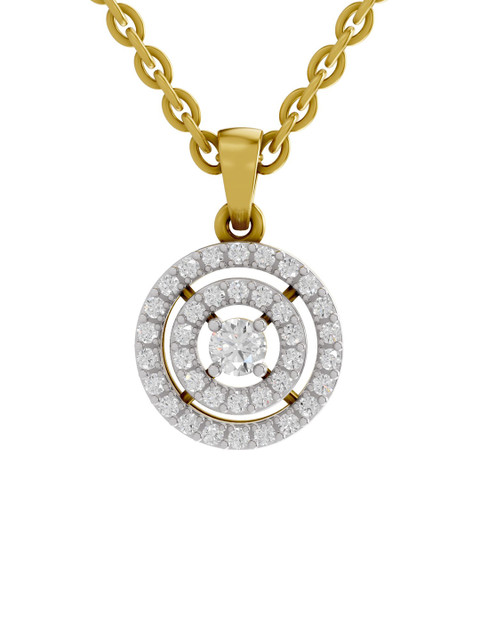 Sparkles 14K Yellow Gold Lab Grown Diamond 0.28 Carat Round Shape Diamond Pendant