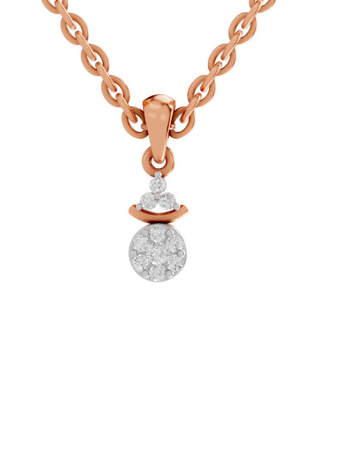 Sparkles 14K Rose Gold Lab Grown Diamond 0.09 Carat Round Shape Diamond Pendant