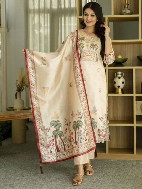 Siya Fashion Women Ethnic Motifs Embroidered Kurta with Trouser & Dupatta