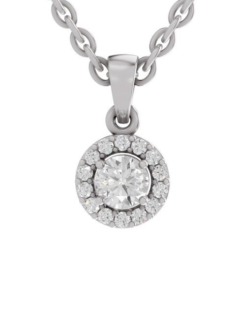 Sparkles 14K White Gold Lab Grown Diamond 0.36 Carat Round Shape Diamond Pendant