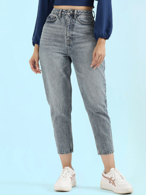 Go Colors Women Mom Fit Mid-Rise Light Fade Jeans