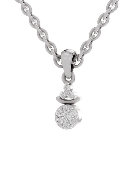 Sparkles 14K White Gold Lab Grown Diamond 0.09 Carat Round Shape Diamond Pendant