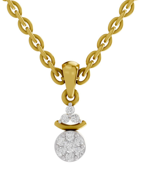 Sparkles 14K Yellow Gold Lab Grown Diamond 0.09 Carat Round Shape Diamond Pendant