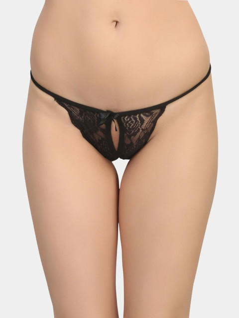 SweetFlirt Enterprises Pack of 2 Crotchless Erotic Lace G-String Thong Panty for Women