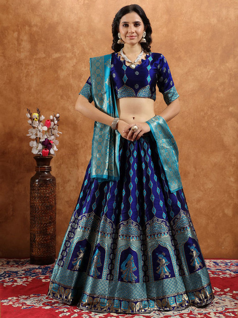 SWAMI STUDIO Semi-Stitched Lehenga & Unstitched Blouse With Dupatta