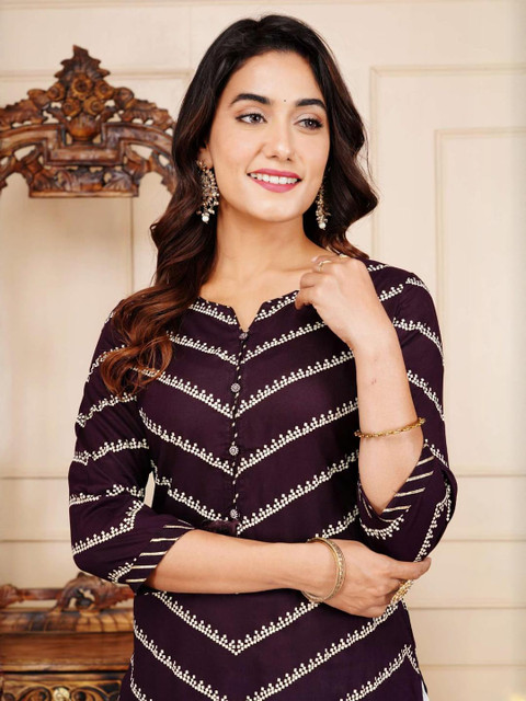 AREEH Women Purple Viscose Rayon Kurtas - Image 7