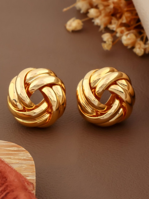 QUERALT Brass Plated Contemporary Knot Studs