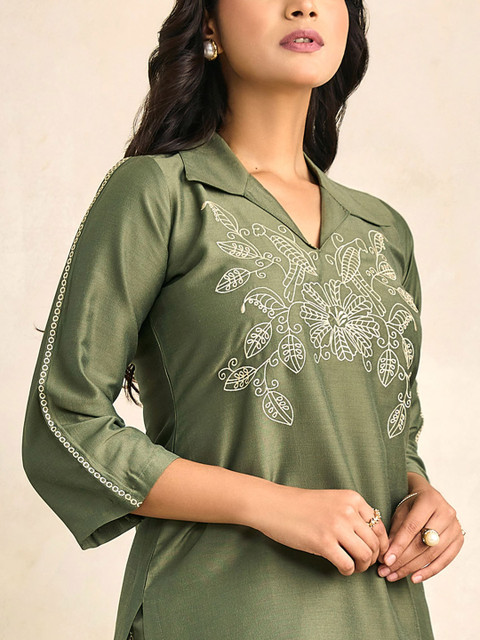 WOMEN PLUS Women Embroidered Tunic with Trouser - Image 6