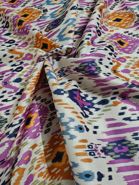 NK Textiles Geometric Printed Ikat Unstitched Dress Material