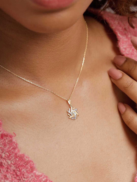 Mia by Tanishq 9 Kt Gold Hexagon Gleam Diamond Pendant - Image 4