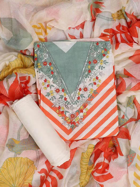 FashionsEye Floral Printed Unstitched Dress Material