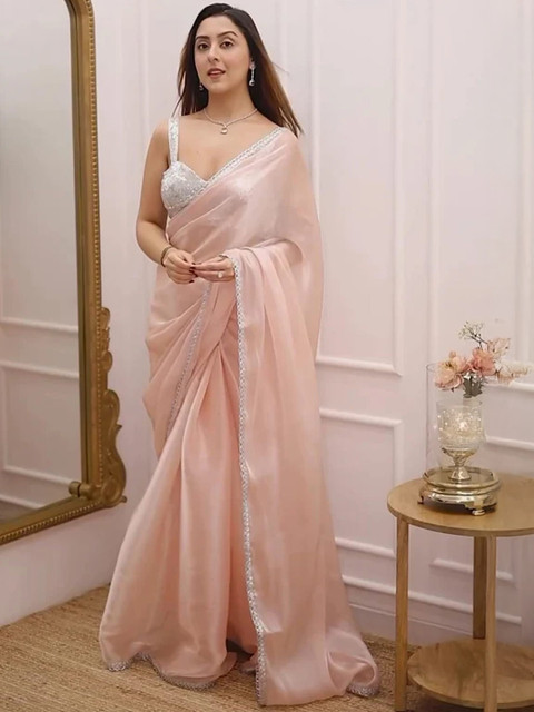 all about you Embroidered Border Pure Chiffon Saree