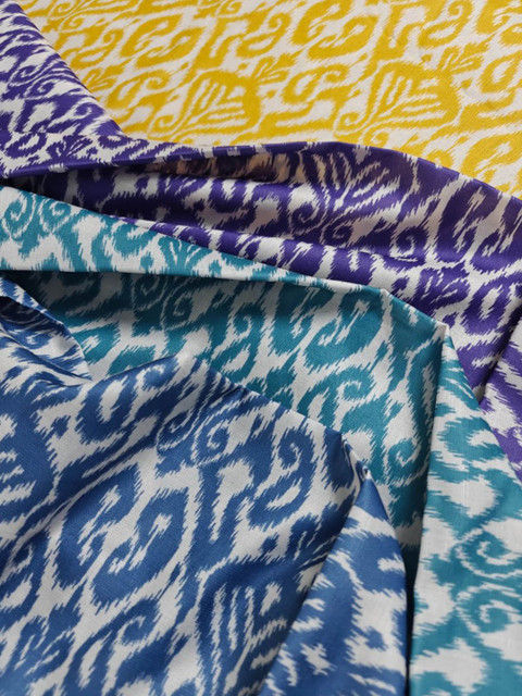 NK Textiles Paisley Printed Ikat Unstitched Dress Material