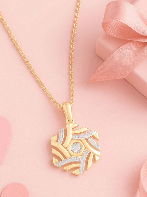 Mia by Tanishq 9 Kt Gold Hexagon Gleam Diamond Pendant