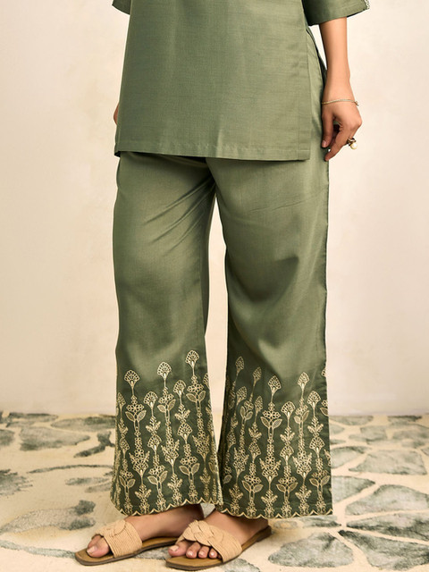 WOMEN PLUS Women Embroidered Tunic with Trouser - Image 7