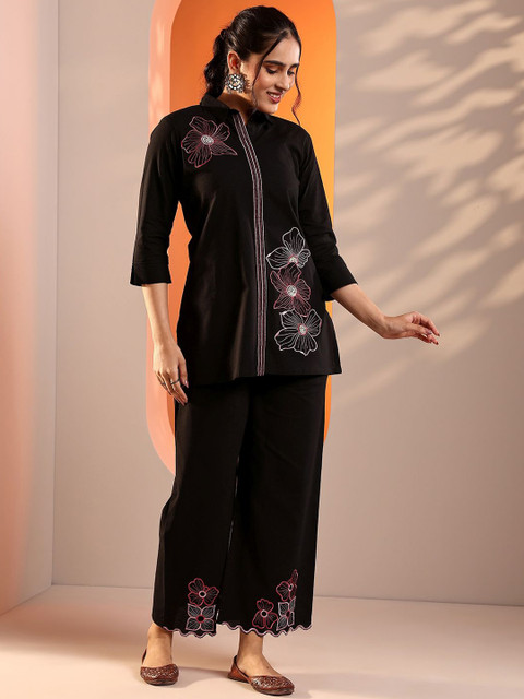 Libas Floral Embroidered Tunic With Palazzo - Image 3
