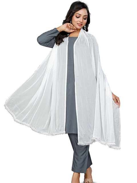 Kemza Floral Printed Dupatta With Lace Border